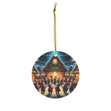 DistinctInk Hanging Ceramic Christmas Tree Ornament Charm with Gold String - Great Gift/Present - 2 3/4 inch Diameter - Yuletide Market Melody