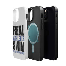 DistinctInk ToughCase for Apple iPhone, Compatible with MagSafe Charging - Real Athletes Swim Rest Play Games