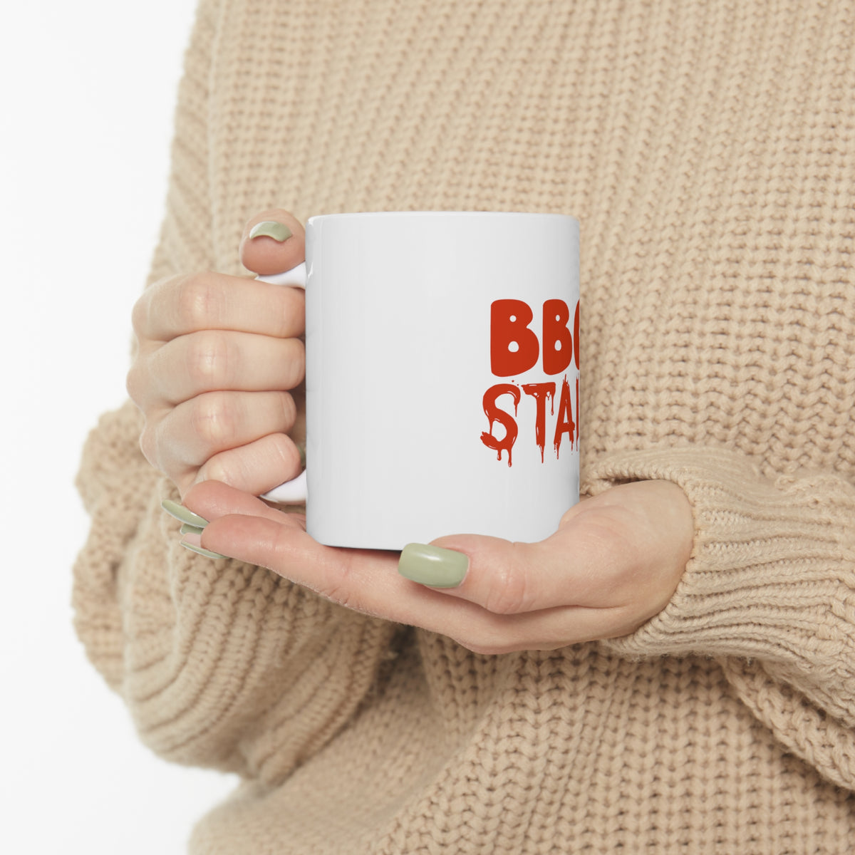 Glossy White Coffee / Tea Mug - BBQ Stain Barbecue, view 10
