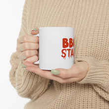 DistinctInk Glossy White Coffee / Tea Mug - BBQ Stain Barbecue