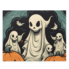 DistinctInk Jigsaw Puzzle with Spooky Skeleton Pumpkins Design for Halloween