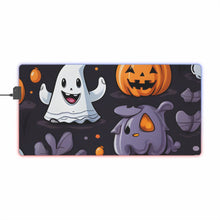 DistinctInk LED Gaming Mouse Pad with Spooky Bat-o-lanterns Design for Halloween