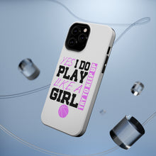 DistinctInk ToughCase for Apple iPhone, Compatible with MagSafe Charging - Volleyball Yes I Do Play Like a Girl
