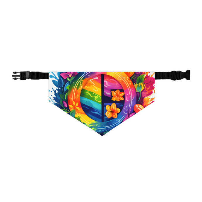 DistinctInk Adjustable Pet Banana Collar with The Road to Fulfillment Design for LGBTQ+ Pride
