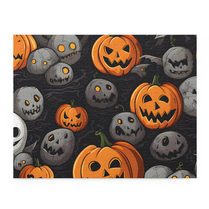 DistinctInk Jigsaw Puzzle with Haunted Harvest Time Design for Halloween