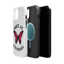 DistinctInk ToughCase for Apple iPhone, Compatible with MagSafe Charging - Free as a Butterfly - Pink