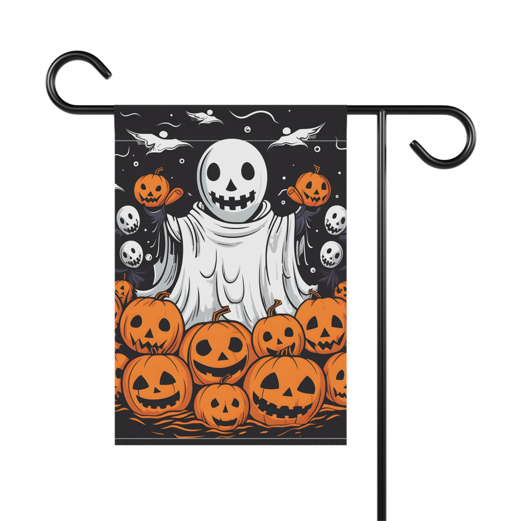 Garden & House Banner / Flag with Ghost Skeleton Pumpkins Design for Halloween, view 3