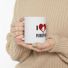 DistinctInk Glossy White Coffee / Tea Mug - I Heart My Firefighter
