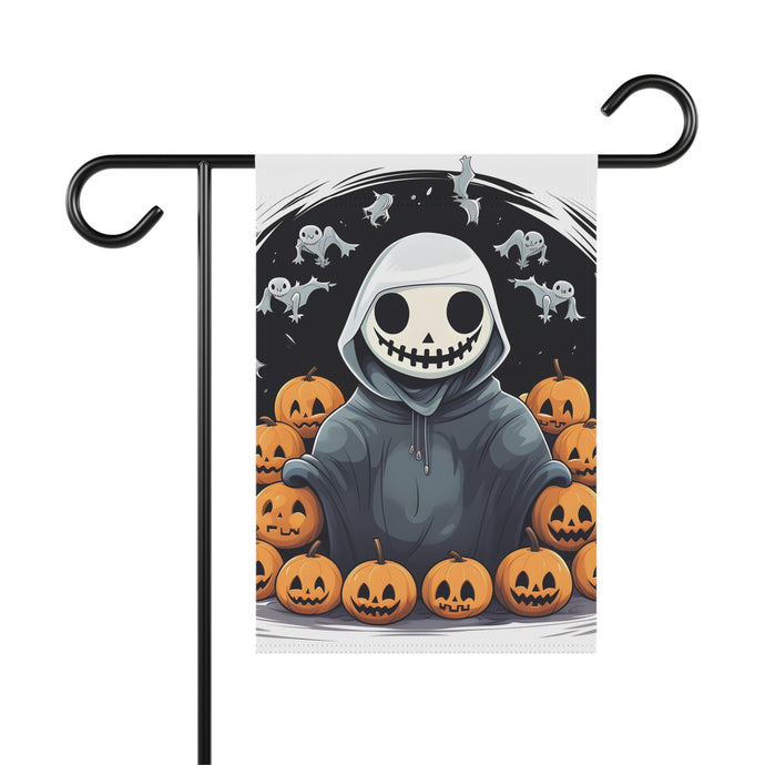 DistinctInk Garden & House Banner / Flag with Skeleton Ghost and Pumpkin Design for Halloween