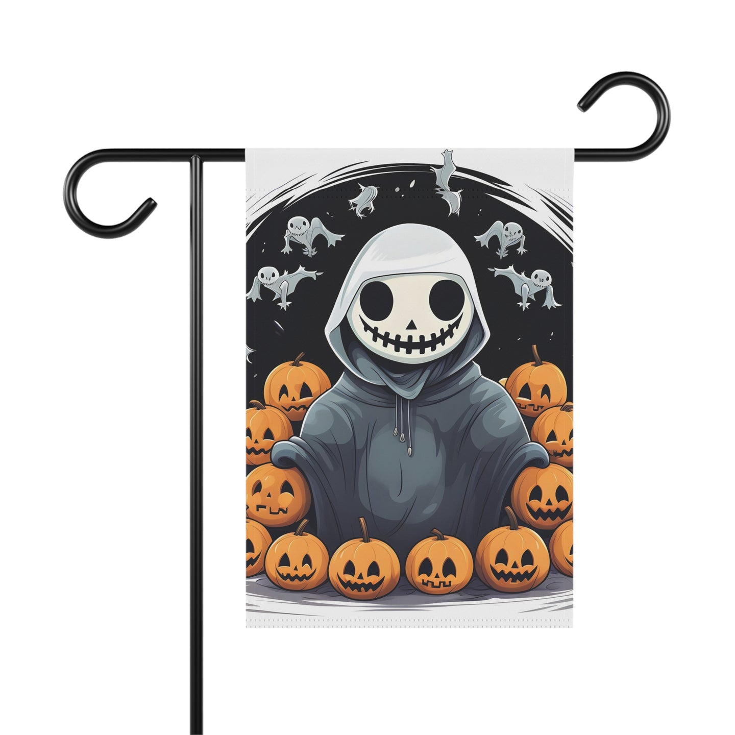 DistinctInk Garden & House Banner / Flag with Skeleton Ghost and Pumpkin Design for Halloween