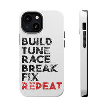 DistinctInk ToughCase for Apple iPhone, Compatible with MagSafe Charging - Build Tune Race Break Fix Repeat