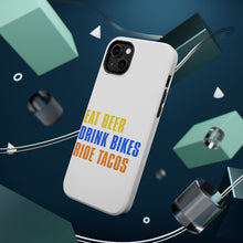 DistinctInk ToughCase for Apple iPhone, Compatible with MagSafe Charging - Eat Beer Drink Bikes Ride Tacos