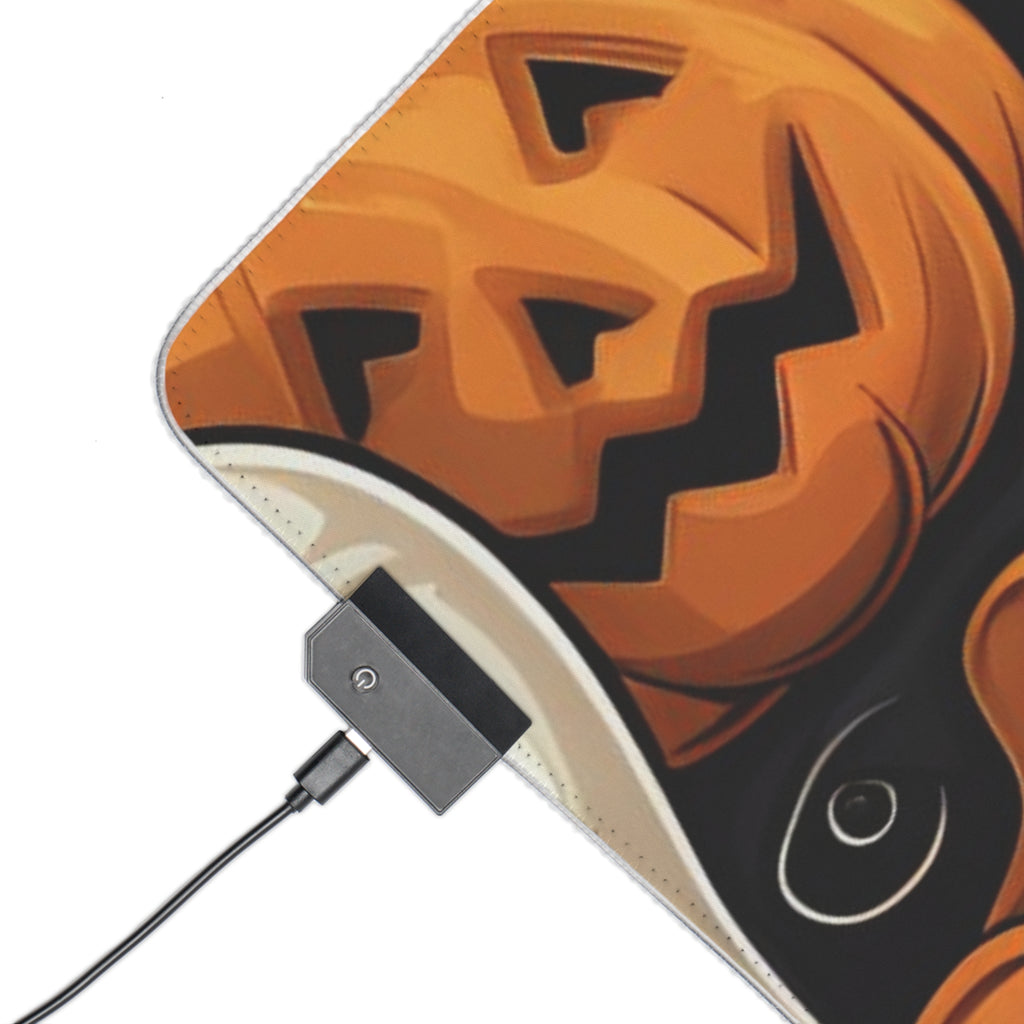 LED Gaming Mouse Pad with Haunted Skeleton Jack-O-Lantern Design for Halloween, view 6