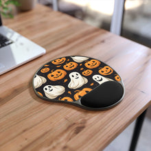 DistinctInk Mouse Pad with Wrist Rest  with Ghastly Skeleton Pumpkin Party Design for Halloween