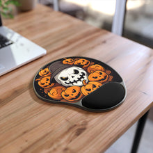 DistinctInk Mouse Pad with Wrist Rest  with Spooky Skeleton Pumpkin Patch Design for Halloween