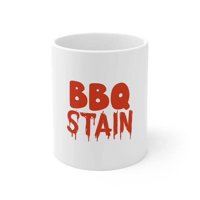 DistinctInk Glossy White Coffee / Tea Mug - BBQ Stain Barbecue