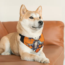 DistinctInk Adjustable Pet Banana Collar with Haunted Jack-O'-Skeleton Design for Halloween
