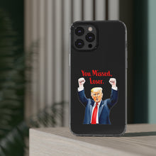 DistinctInk Clear Case for Apple iPhone or Samsung Galaxy - Trump "You Missed, Loser" Cartoon Design