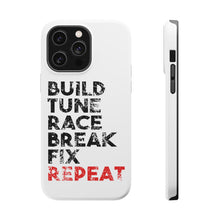 DistinctInk ToughCase for Apple iPhone, Compatible with MagSafe Charging - Build Tune Race Break Fix Repeat