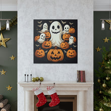 DistinctInk Canvas Wall Art with Haunted Skeleton Jack-O-Lantern for Halloween