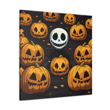 DistinctInk Canvas Wall Art with Ghastly Skeleton Pumpkins for Halloween