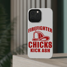 DistinctInk ToughCase for Apple iPhone, Compatible with MagSafe Charging - Firefighter Chicks Kick ASH
