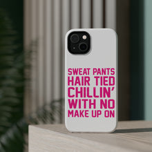 DistinctInk ToughCase for Apple iPhone, Compatible with MagSafe Charging - Sweat Pants Hair Tied Chillin' With No Make Up On