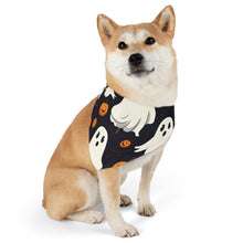 DistinctInk Adjustable Pet Banana Collar with Ghost Skeleton Pumpkin Cartoon Design for Halloween
