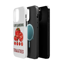DistinctInk ToughCase for Apple iPhone, Compatible with MagSafe Charging - I Love Gardening from My Head Tomatoes
