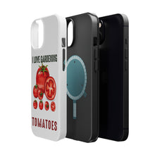 DistinctInk ToughCase for Apple iPhone, Compatible with MagSafe Charging - I Love Gardening from My Head Tomatoes