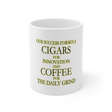 DistinctInk Glossy White Coffee / Tea Mug - Success Formula - Cigars & Coffee