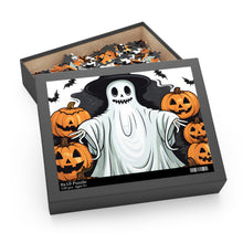 DistinctInk Jigsaw Puzzle with Ghost Skeleton Pumpkins Pattern Design for Halloween