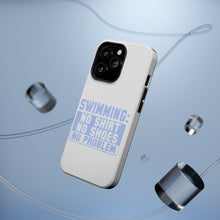 DistinctInk ToughCase for Apple iPhone, Compatible with MagSafe Charging - Swimming No Shirt No Shoes No Problem