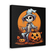 DistinctInk Canvas Wall Art with Haunted Jack-O'-Skeleton for Halloween