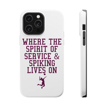 DistinctInk ToughCase for Apple iPhone, Compatible with MagSafe Charging - Spirit of Service & Spiking Lives On Tennis