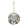 Hanging Ceramic Christmas Tree Ornament Charm with Gold String - Winter Wonderland for Pets