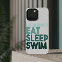 DistinctInk ToughCase for Apple iPhone, Compatible with MagSafe Charging - Life Is Simple Eat Sleep Swim