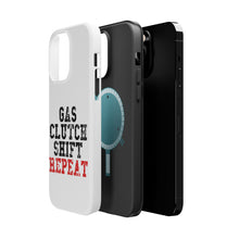 DistinctInk ToughCase for Apple iPhone, Compatible with MagSafe Charging - Gas Clutch Shift Repeat
