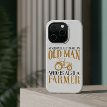 DistinctInk ToughCase for Apple iPhone, Compatible with MagSafe Charging - Never Underestimate Old Man Farmer