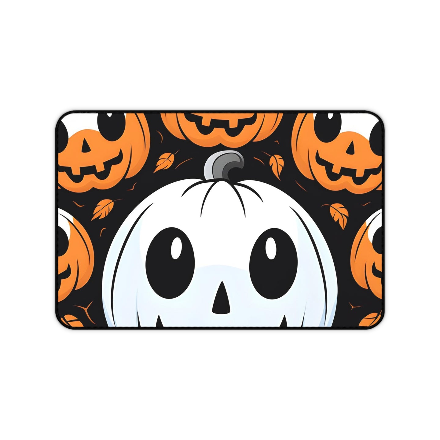 DistinctInk Desk Mat with Ghost Skeleton Cartoon Pumpkin Design for Halloween