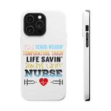 DistinctInk ToughCase for Apple iPhone, Compatible with MagSafe Charging - Scrub Wearing Temp Taking Life Saving Nurse