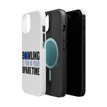 DistinctInk ToughCase for Apple iPhone, Compatible with MagSafe Charging - Bowling is Fun In Your SPARE Time