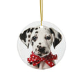 Hanging Ceramic Christmas Tree Ornament with Gold String - Dalmatian Puppy Design