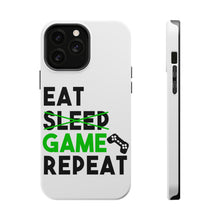 DistinctInk ToughCase for Apple iPhone, Compatible with MagSafe Charging - Eat Game Repeat - Video Games Gamer