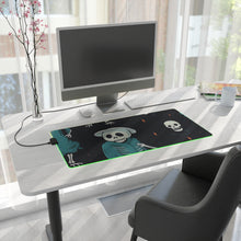 DistinctInk LED Gaming Mouse Pad with Haunted Skeleton Crew Design for Halloween