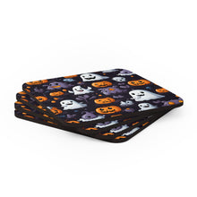 DistinctInk (Set of 4) Corkwood Coasters with Spooky Bat-o-lanternsDesign for Halloween