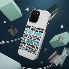 DistinctInk ToughCase for Apple iPhone, Compatible with MagSafe Charging - Swimming My Weapon is My Body Water