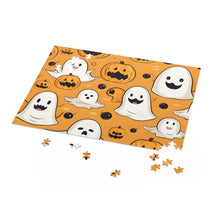 DistinctInk Jigsaw Puzzle with Ghoulish Bats and Pumpkins Design for Halloween