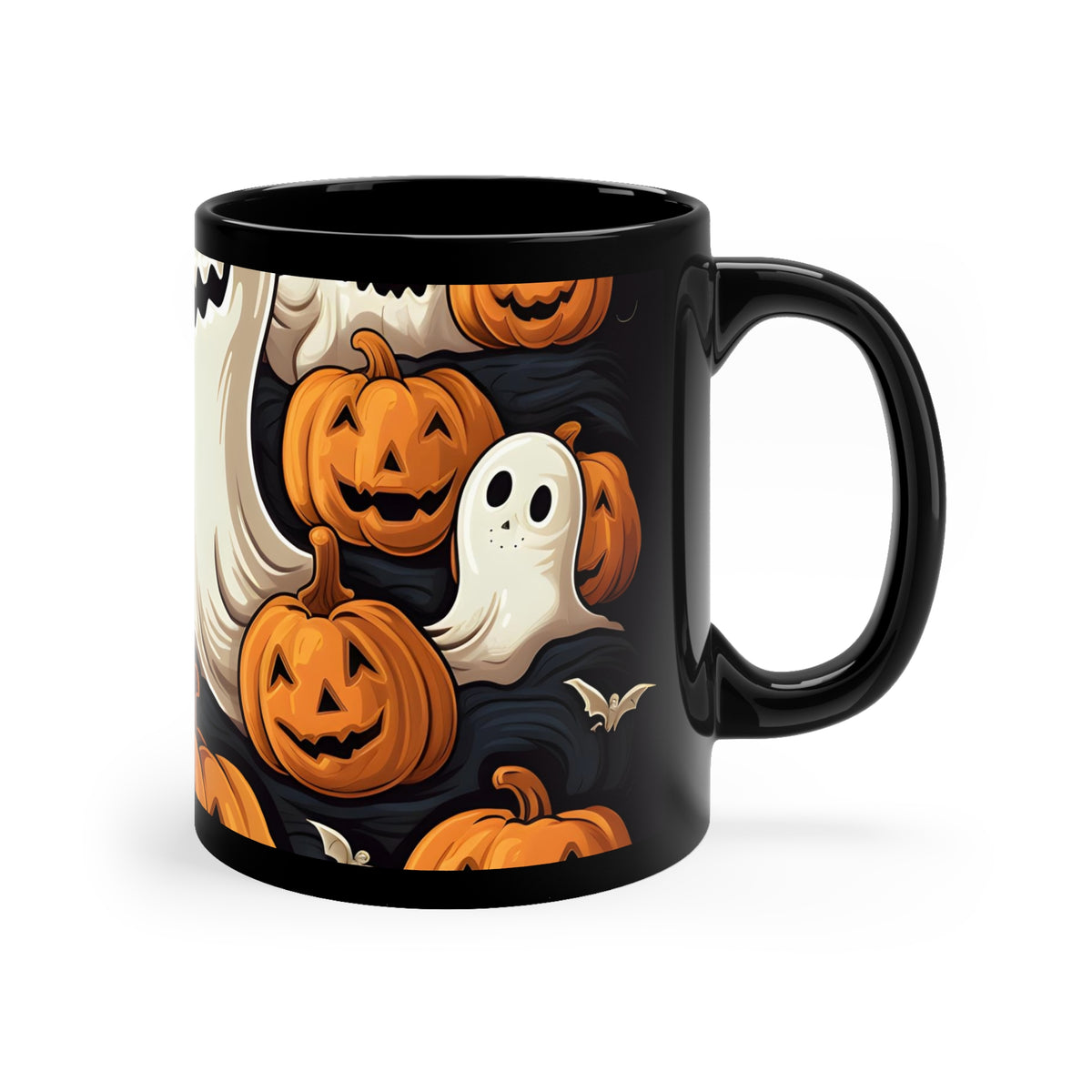 Black Coffee Mug - Haunted Skeleton Jack-O-Lantern for Halloween, view 3