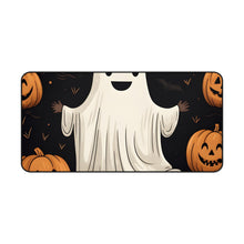 DistinctInk Desk Mat with Ghastly Skeleton Pumpkin Design for Halloween